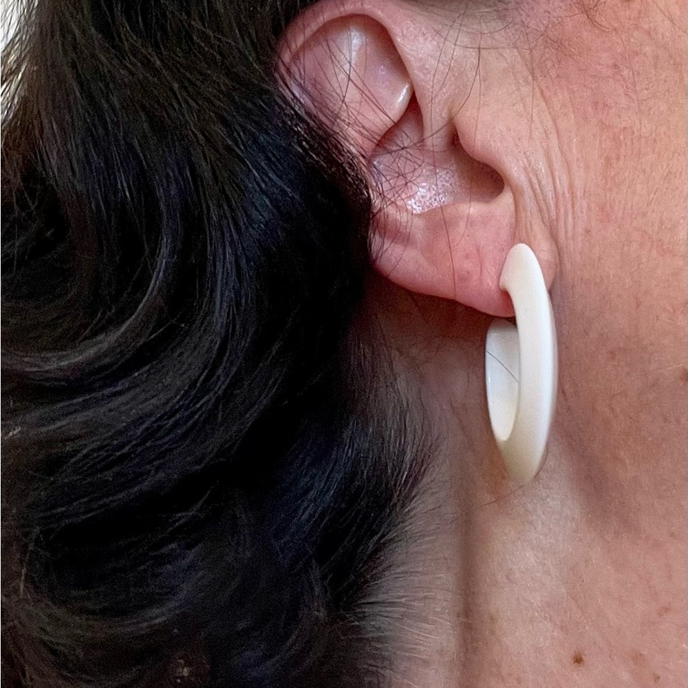 Vintage White Hoop Earrings